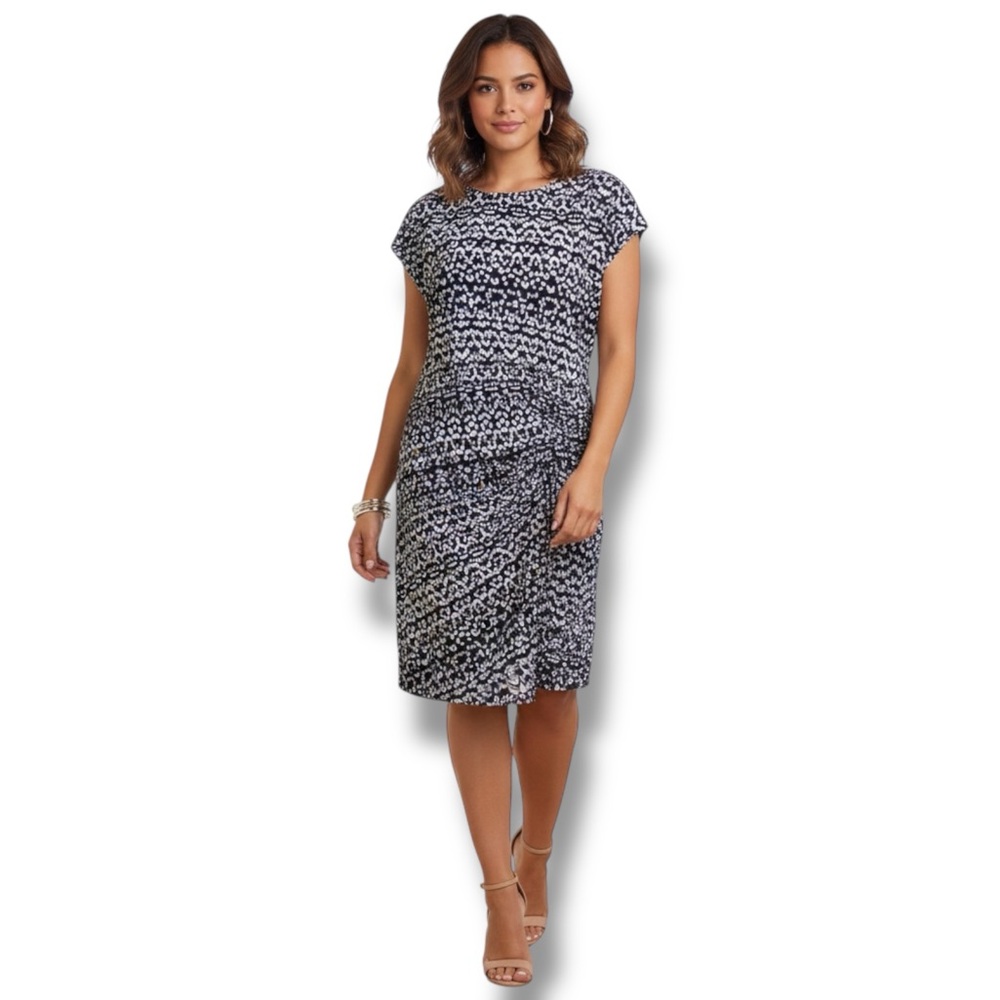 Nichole Miller Original Dress Navy/White Bohemian Print Mini Women’s Size XL